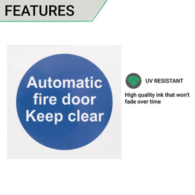 EAI - Automatic Fire Door Keep Clear 100x100mm Self Adh Vinyl Pair - 3