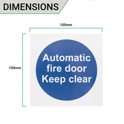 EAI - Automatic Fire Door Keep Clear 100x100mm Self Adh Vinyl Pair - 4