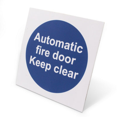EAI - Automatic Fire Door Keep Clear 100x100mm Self Adh Vinyl Pair - 6