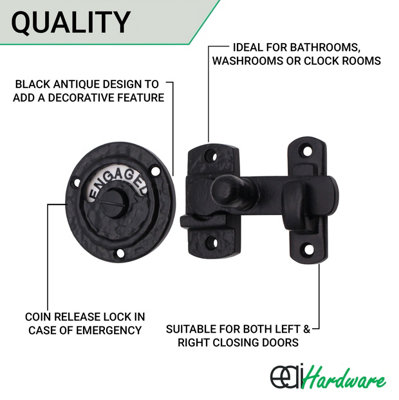EAI - Bathroom Indicator Bolt Cubicle Vacant Engaged Lock Black Antique