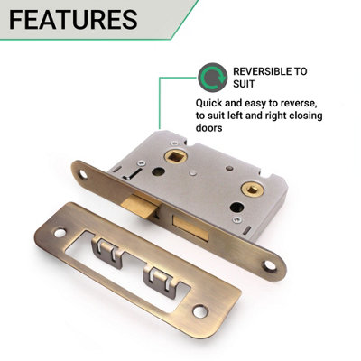 EAI Bathroom Lock 65mm / 44mm Backset ANTIQUE BRASS for Wooden ...