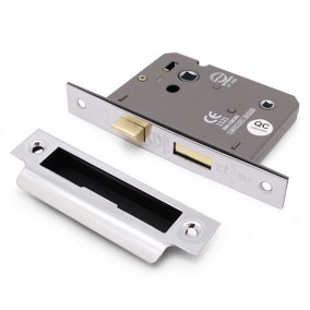 EAI Bathroom Lock 65mm / 44mm Backset Chrome for Internal Wooden Bathrooms Accepts 5mm Square Spindle CE UKCA & Fire Door Approved