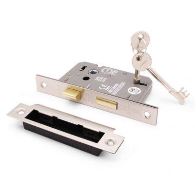 Buy EAI Bathroom Lock 65mm / 44mm Backset SATIN NP for Internal Wooden Bathrooms Accepts 5mm ...