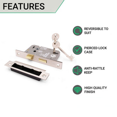 Buy EAI Bathroom Lock 65mm / 44mm Backset SATIN NP for Internal Wooden ...