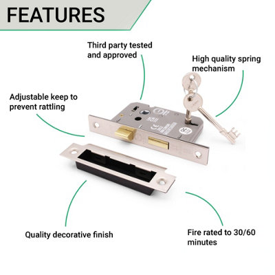 Buy EAI Bathroom Lock 65mm / 44mm Backset SATIN NP for Internal Wooden ...