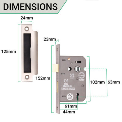 Buy EAI Bathroom Lock 65mm / 44mm Backset SATIN NP for Internal Wooden ...