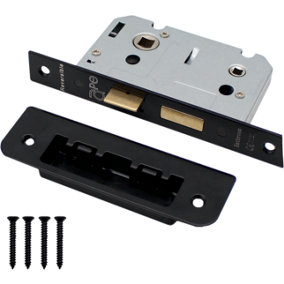 EAI Bathroom Lock 80mm / 57mm Backset BLACK for Internal Wooden Bathrooms Accepts 5mm Square Spindle CE UKCA & Fire Door Approved