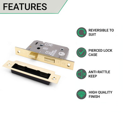 EAI Bathroom Lock 80mm / 57mm Backset PVD BRASS for Internal Wooden ...
