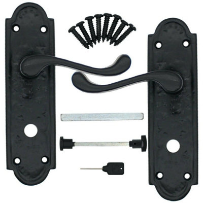 EAI Black Antique Iron Retro Door Handles Lever Bathroom - 170x50mm