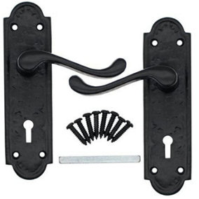 EAI Black Antique Iron Retro Door Handles Lever Lock - 170x50mm