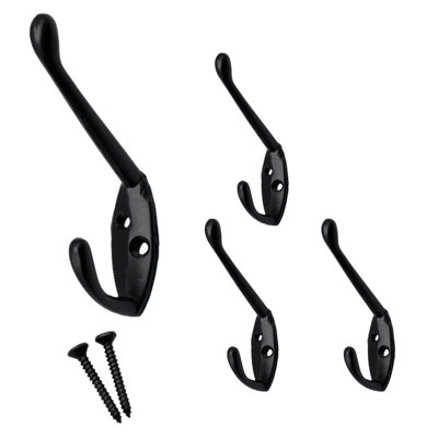 EAI - Black Coat Hook - 60mm - Matt Black - Pack of 4 | DIY at B&Q