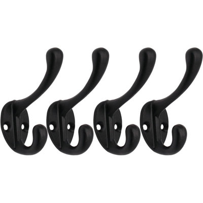 EAI Black Coat Hook Robe Hook Petite Traditional Pattern - Pack of 4 ...