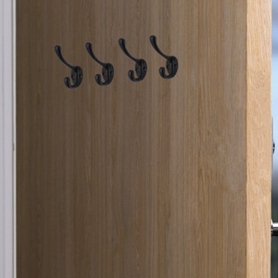 EAI Black Coat Hook Robe Hook Petite Traditional Pattern -  Pack of 4 - Matt Black