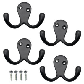 EAI Black Double Twin Rode Hook Coat Hook - Pack of 4