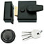 EAI - Black Nightlatch Front Door Lock 3 Keys - 40mm Key Centre 62x70x27mm Case - Matt Black / Black Cylinder Night Latch