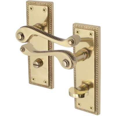 EAI Brass Door Handles Georgian Rope Edge Bathroom Handles - 150mm - Brass Finish