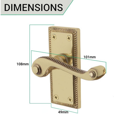 EAI Brass Door Handles Georgian Rope Edge Latch Set- 108mm - Brass Finish