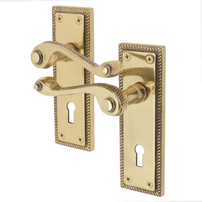 EAI Brass Door Handles Georgian Rope Edge Lock Set - 149mm - Brass Finish Price Comparisons | Compare The Build