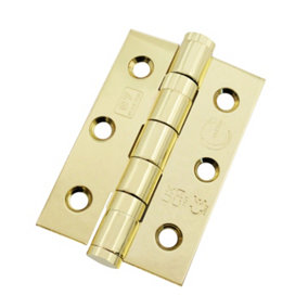 EAI Brass Stainless Ball Bearing Hinges Grade 7 - 76x50x2mm - Square Corners - PVD Brass - Pair Including Screws
