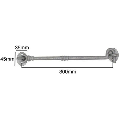 EAI - Cabin Hook Barrel Style Strong Cast Iron -  300mm - Galvanised