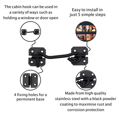 EAI - Cabin Hook Heavy Wire Pattern - 250mm - Black