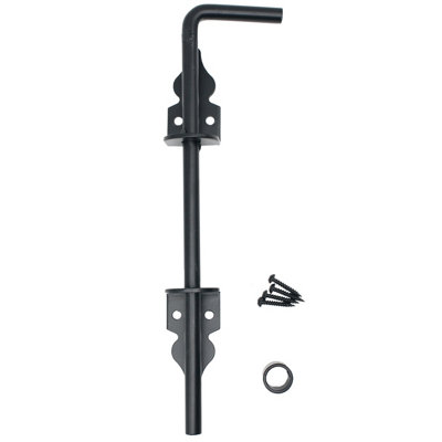 EAI - Cane Gate Bolt  Garage Drop Bolt Strong Steel with Hold Up Feature - 300mm - Black