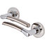 EAI - Chrome Door Handles Round Duo Lever On Rose Duo - Polished Chrome + Satin Nickel