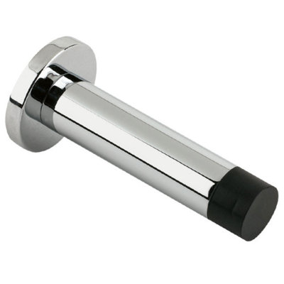 EAI Chrome Door Stop Buffer Wall Skirting Projection Doorstop 70mm Strong Concealed Fixings - Pack of 1 - Polished Chrome Plated
