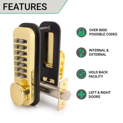 EAI Digital Push Button Code Lock Paddle Handle Hold Back Commercial ...