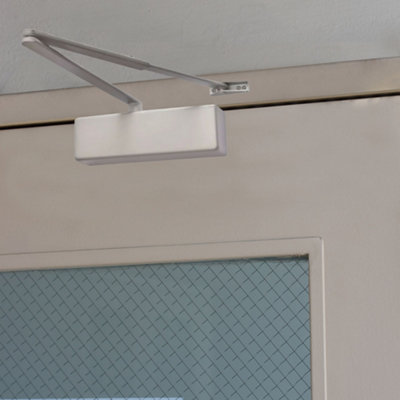 Gate Closer EAI Door Closer Overhead Suit Fire Doors Universal Dual Handed Push Or Pull Side - Power Size 3 - Pol Chrome Gate Spring