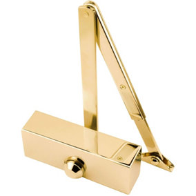 EAI Door Closer Overhead Suit Fire Doors Universal Dual Handed Push or Pull Side - Power Size 3 - Polished Brass