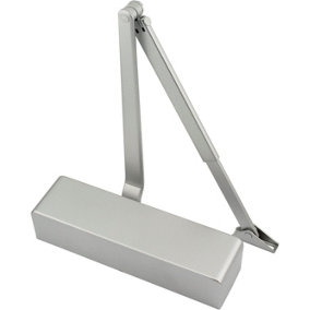 EAI - Door Closer Template Adjustable BC DA Overhead Suit Fire Doors - Size 2-4 - Silver Cover and Arm