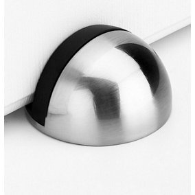 EAI - Door Stop Floor Mounted OVAL Stick On Self Adhesive Fast Easy Fitting No Drilling- Satin Nickel - Pack Of 1