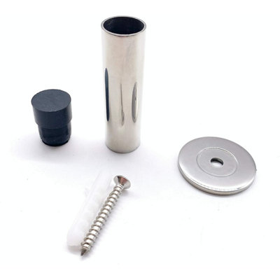 EAI - Door Stop - Wall or Skirting Mounted - Polished Stainless Steel 78mm Projection - Concealed Fixing On Rose