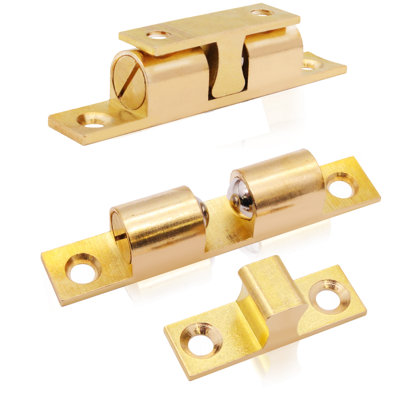 2-Pack Stainless Steel Door Ball Catch Latches – Brass Mechanism For Closet Cabinet Doors With Dummy Knobs Or Levers, Rust-Resistant Spring-Loaded Hardware