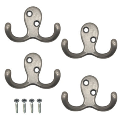 2 Pack - Satin Nickel Angry Octopus Double Robe Hook Bathroom