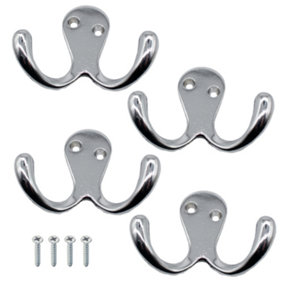EAI - Double Robe Hook Twin Robe Hook - Chrome Plated - 24mm Projection - Pack of 4