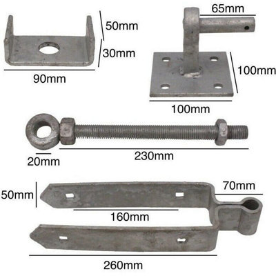 24 600mm Adjustable Double Strap Field Gate Hinge Set BLACK Heavy Duty 01c Mp