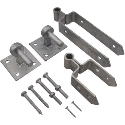 Gate Hinges Hook and Band 24 600mm Cranked Galvanised Heavy Duty
