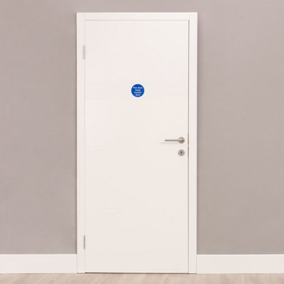 EAI - Fire Door Keep Locked Shut 70x70mm Pack 10 Self Adh Semi Rigid PVC