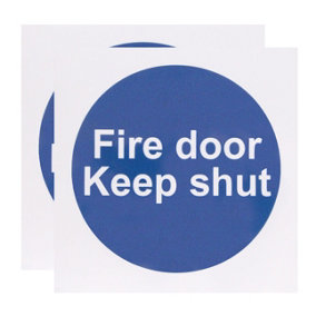 EAI - Fire Door Keep Shut 100x100mm Self Adh Vinyl - Pack of 2
