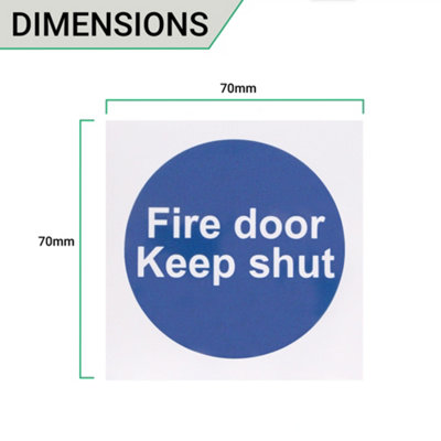 EAI - Fire Door Keep Shut 70x70mm Pack 10 Self Adh Semi Rigid PVC