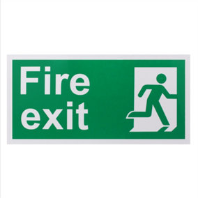 EAI - Fire Exit Sign Man Right 300x150mm Self Adh Semi Rigid PVC