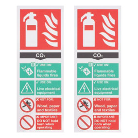EAI  - First Extinguisher Sign CO2 75x200mm Self Adh Semi Rigid PVC - Pack of 2