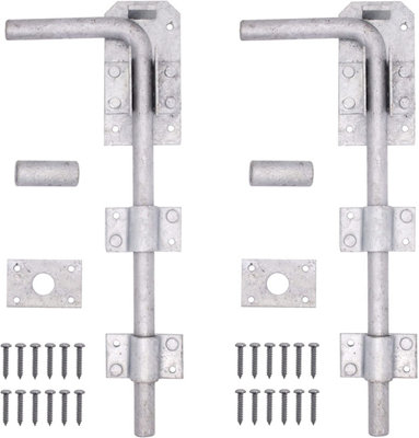 EAI - Gate Bolt  Garage Drop Down Bolt with Fixings - 300mm 12" - Galvanised - PACK 2