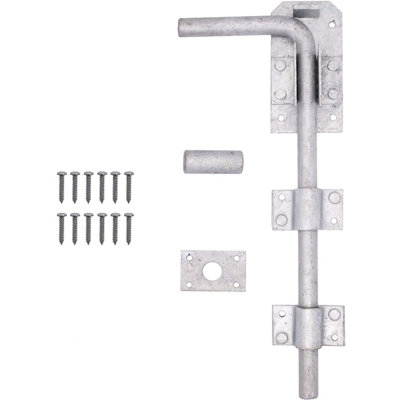 EAI - Gate Bolt  Garage Drop Down Bolt with Fixings - 300mm 12" - Galvanised