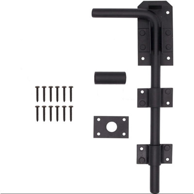 EAI - Gate Bolt  Garage Drop Down Bolt with Fixings - 300mm 12 inch - Black