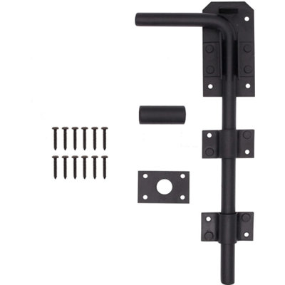 EAI - Gate Bolt  Garage Drop Down Bolt with Fixings - 450mm 18" - Black