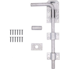 EAI - Gate Garage Drop Down Bolt with Fixings - 300mm 12" - Galvanised