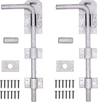 EAI - Gate Garage Drop Down Bolt with Fixings - 450mm 18" - Galvanised - Pack of 2